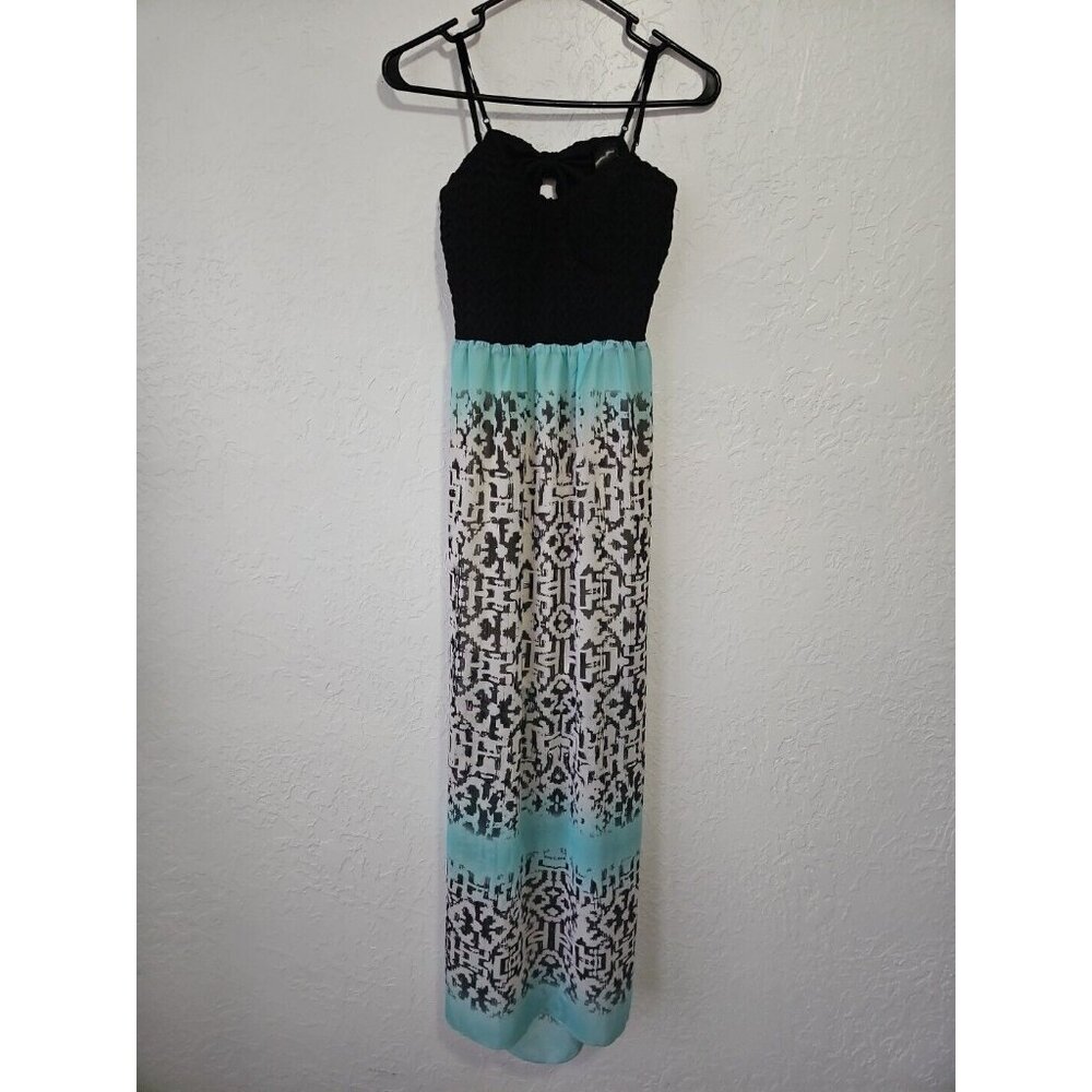 Y2k Babydoll Maxi Dress Sz Large Sheer Abstract Southwestern Boho Homecoming